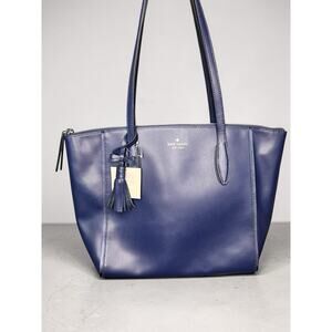 NWT Kate Spade Kali Large Leather Tote Bag Nightcap Navy